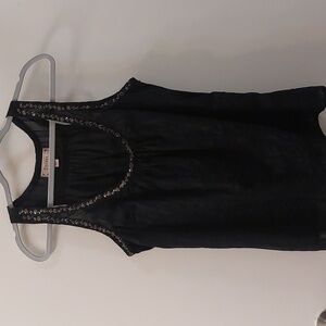 Decree Black sheer striped stud embellished tank top. Size L